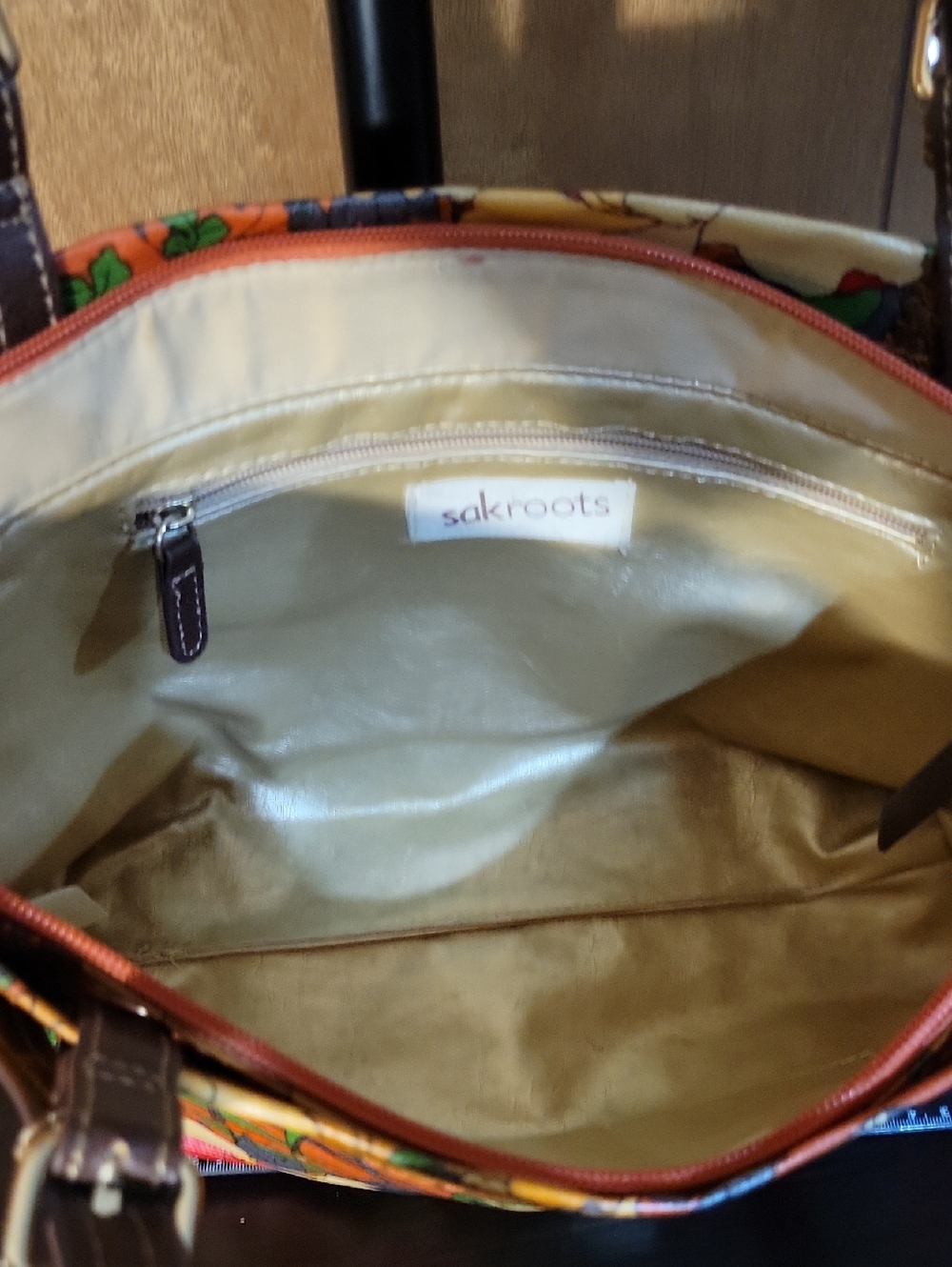 Sakroots Artist Circle Peace Series Orange Floral Tote - Picture 3 of 4
